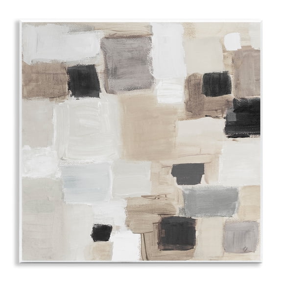 Stupell Industries Neutral Square Patchwork Abstract Painting Unframed Art Print Wall Art, 12 x 12