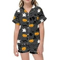 thumbnail image 4 of FYDUU Little&Big Girls Pajamas Halloween Pajamas Button Down Sleepwear Short Sleeve Shirt And Shorts Pajama Set Kids Christmas Nightwear Loungewear 6-7 Years, 4 of 4