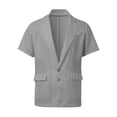 thumbnail image 4 of IWRICH Men's Short Sleeve Suit Sets Plain Formal Blazer Jacket and Shorts Wedding Party Business Casual Attire Grey XL, 4 of 7
