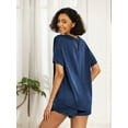 thumbnail image 3 of MINTREUS Silk Pajama for Women Short Sleeve Satin Pj Set Two Piece Soft Sleepwear Loungewear, 3 of 6