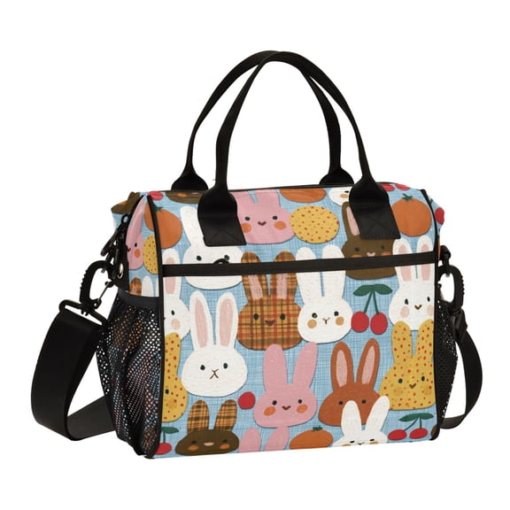 Large Insulated Lunch Bag for Women & Men Reusable Lunch Box with Adjustable Shouldle Strap Colorful Little Rabbit 9L