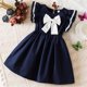 thumbnail image 2 of Odeerbi Niñas Verano Ruffle Manga Grande Lazo Princesa Vestidos Sin Mangas Cuello Redondo Vestido A-Line, 2 of 5