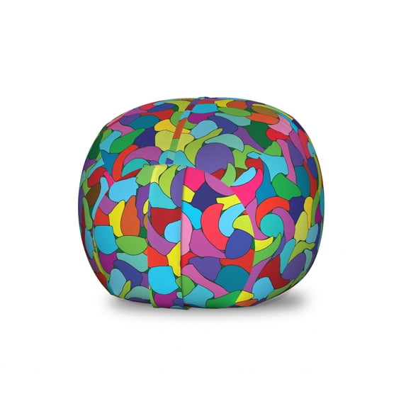 Abstract Storage Toy Bag Chair, Modern Colorful Absurd Random Repetitive Geometrical Shapes Creative Composition, Stuffed Animal Organizer Washable Bag, Small Size, Multicolor, by Ambesonne