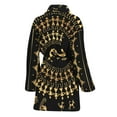 thumbnail image 2 of Black And Gold Warli Tribal Women Bathrobe One Size Univeral Fits, Indian Bohemian Floral Fashion Lightweight Plush Fleece Long Robe For Women, 2 of 3