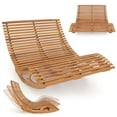 thumbnail image 2 of Costway Outdoor Double Chaise Lounge for 2 with High Back Slatted Seat Stopper for Patio, 2 of 10