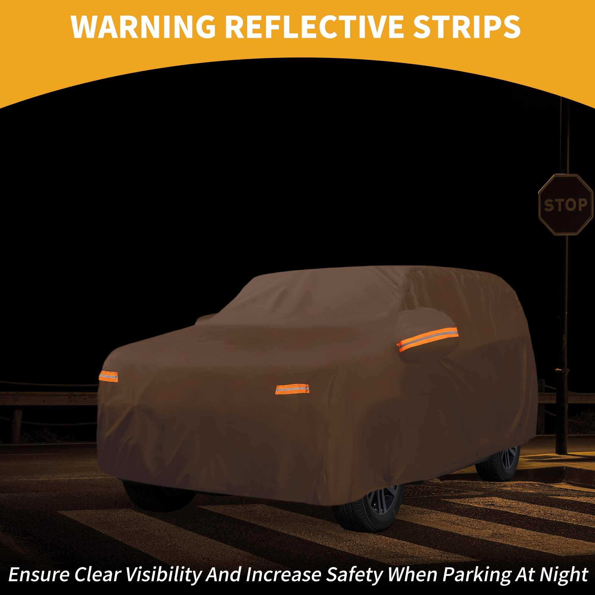Unique Bargains Car Cover for Toyota Sequoia Aluminum Film Orange with Left Zipper