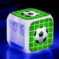 thumbnail image 1 of Reloj despertador pequeño con diseño de fútbol creativo y extraño, LED, colorido, que cambia de color, cuadrado, para estudiantes y niños, alarma silenciosa, 1 of 6