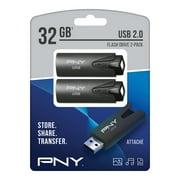 PNY 32GB Attaché USB 2.0 Flash Drive 2-Pack - Light-Weight Durable Storage Device for Data
