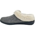 thumbnail image 2 of Clarks Grey Suede Leather Faux Fur Lined Comfortable Round Toe Ankle Slippers (Grey, 6), 2 of 5