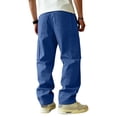 thumbnail image 4 of ADSSDQ Mens Casual Baggy Cargo Pants Stretch Sweatpants Loose Fit Drawstring Hiking Workout Joggers with Multi Pockets Blue 2XL, 4 of 8