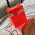 thumbnail image 3 of Bolso de mano de lujo con cadena para mujer, bolso de hombro transparente de PVC, bolso de gelatina de color caramelo, bolso cuadrado pequeño, 3 of 5