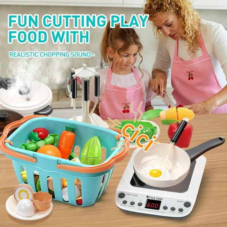CUTE STONE Play Kitchen Accessories Set, Kids Cooking Toys Set with Play  Pots and Pans, Electronic Induction Cooktop with Sound & Light, Cookware  Utensils Kids Kitchen Set Kitchen Toys for Kids