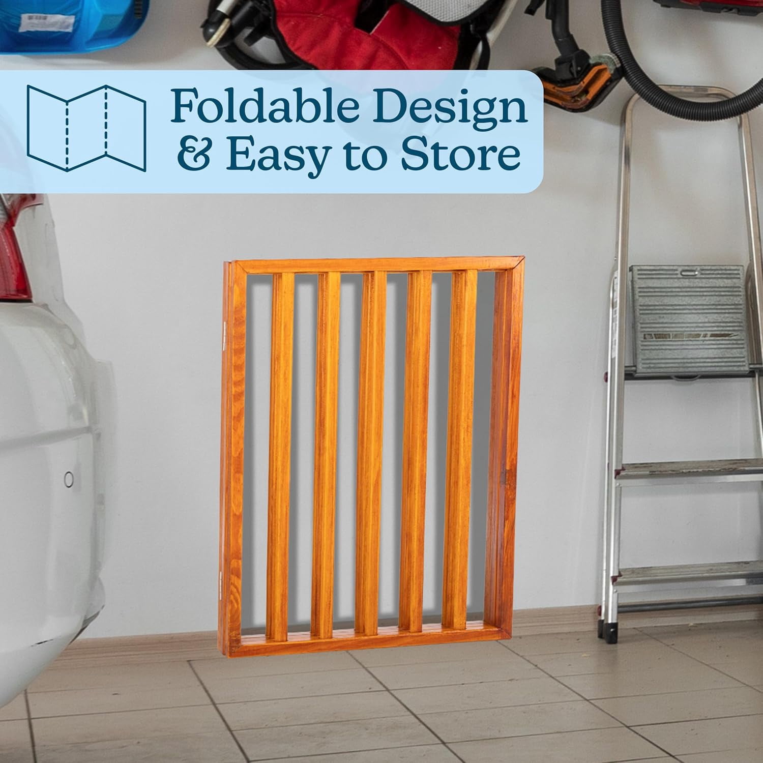 4-Panel Indoor Foldable Pet Fence for Stairs, Hallways, or Doorways - 72x24-Inch Retractable Freestanding Dog Gate