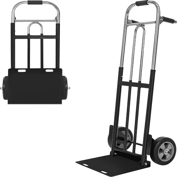 LEDMOMO Portable Black Foldable Hand Truck with Strong Frame and Smooth Wheels for Cargo and Grocery Transport
