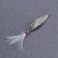 thumbnail image 4 of 5pcs cucharas señuelos de pesca dura anzuelos triples señuelos de pesca de metal cebos accesorios de pesca (señuelo de plata + pluma blanca), 4 of 4