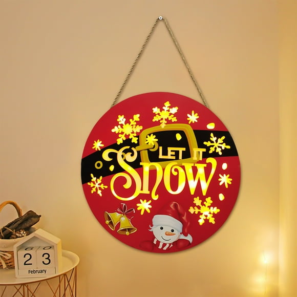 TIMIFIS Christmas Day Hanging Sign With Light Front Door Welcome Sign Wall Sign For Indoor Decor Home Decorative Signs Christmas Day Party Decoration -