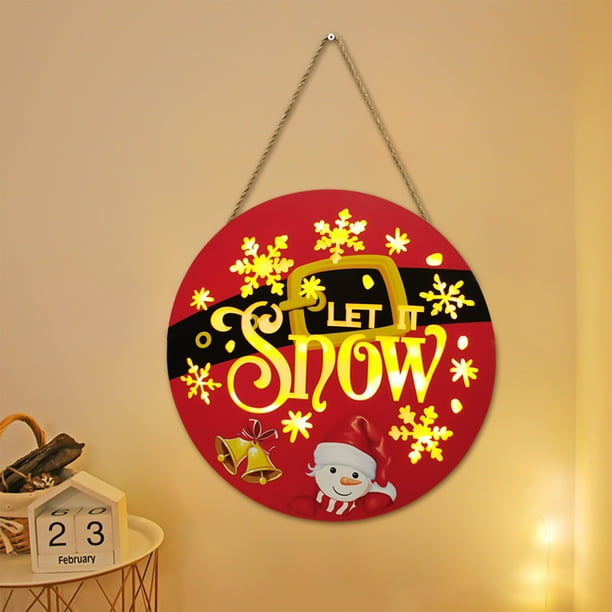 Adornos navideños, letrero colgante de Navidad con luz, letrero de bienvenida para puerta de entrada, letrero de pared para decoración de interiores, letreros decorativos para el hogar, decoración par