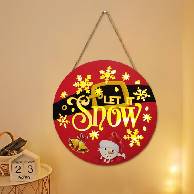 TIMIFIS Christmas Day Hanging Sign With Light Front Door Welcome Sign Wall Sign For Indoor Decor Home Decorative Signs Christmas Day Party Decoration -