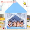 thumbnail image 4 of Costway Casa con Forma de Carpa con Espacio Privado para Niños con Sólida Estructura de Madera y Manta de Algodón Azul 120 x 105 x 140 cm, 4 of 10