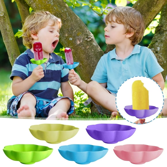 Paquete de 5 portahielos para niños. Porta palitos de helado antigoteo. Portahielos reutilizables de silicona de grado alimenticio. Portahielos integrado para niños pequeños. Rejilla antigoteo para he