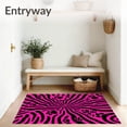 thumbnail image 3 of ODIKA 8'x10' Machine Washable Non-Slip Area Rug, Whimsical Jungle Cat Plush with Striped Paw Print Motifs High Traffic Rug, Pink, 723523, 3 of 5