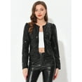 thumbnail image 3 of Chaqueta corta Allegra K con lentejuelas brillantes para mujer Negro L, 3 of 6