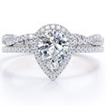 thumbnail image 1 of JeenMata Anillo de Bodas de 1,25 Quilates con Halo de Diamantes y Moissanita en Forma de Pera Engastado en Oro Blanco de 10 K, 1 of 5