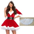 thumbnail image 1 of KAWELL 2 Piece Mrs Claus Costume Set - Velvet Hooded Dress With Belt For Christmas, 1 of 6
