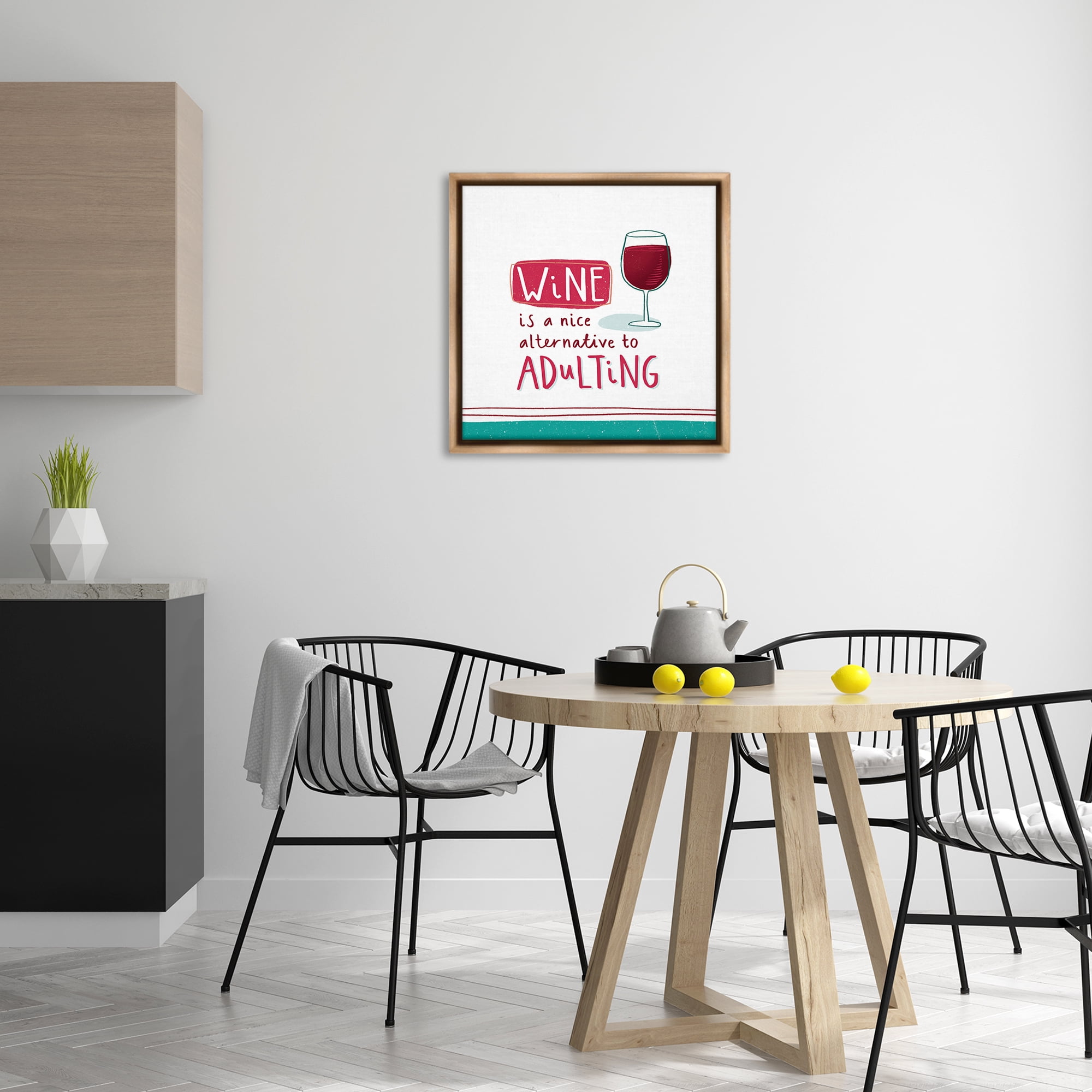 Stupell Industries Funny Wine Phrase Food & Beverage Painting Brown Floater Framed Canvas Art Print Wall Art, 25 x 25