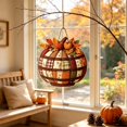 thumbnail image 3 of 1 Piece Pumpkin Shaped Wooden Hanging Sign, 2D Single Side Printed Pendant, Rustic Wall Door Decor for Halloween Thanksgiving Fall Holiday Home Party Decoration, 3 of 7