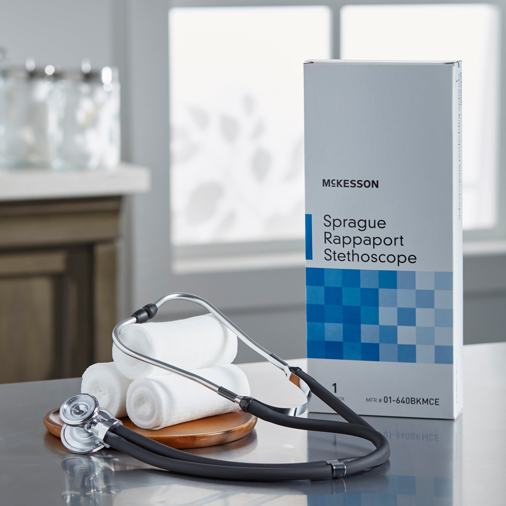 McKesson Sprague Rappaport Stethoscope for Adults, Kids - 16 in Tube, Black, 1 Ct