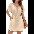 thumbnail image 3 of Robe de Plage Ample à Manches Courtes pour Femmes, Col en V Profond, TTG, 3 of 8