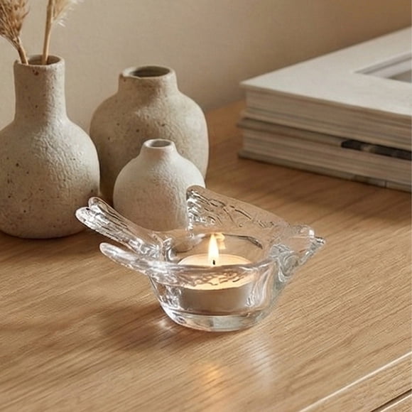 Dvkptbk Transparent Little Birds Glass Candle Holders Table Decoration home decor
