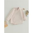 thumbnail image 3 of Wassery Baby Girls Sweatshirt Romper Solid Color Long Sleeve Jumpsuit Bodysuits with One Kangaroo Pocket 6M 12M 18M 24M Infant Fall Clothes, 3 of 9