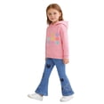 thumbnail image 7 of Cowsor Toddler Girls Heart Flower Print Hoodie Set Flare Pants Casual Comfortable Active Daily Wear Outfit For 2-7 Years Old, 7 of 7