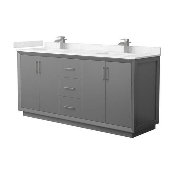 72" Double Vanity - Dark Gray Marble Countertop & Sink