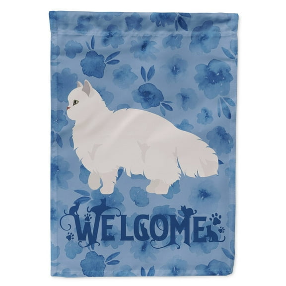 Carolines Treasures CK4947CHF White Persian Traditional Cat Welcome Flag Canvas House Size Large multicolor