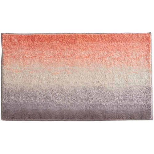 InterDesign Microfiber Ombre Bathroom Shower Accent Rug, Coral, Ivory