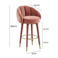 thumbnail image 5 of TOV Furniture Myla Salmon Swivel Velvet Bar Stool with Gold Tipped Legs, 5 of 6