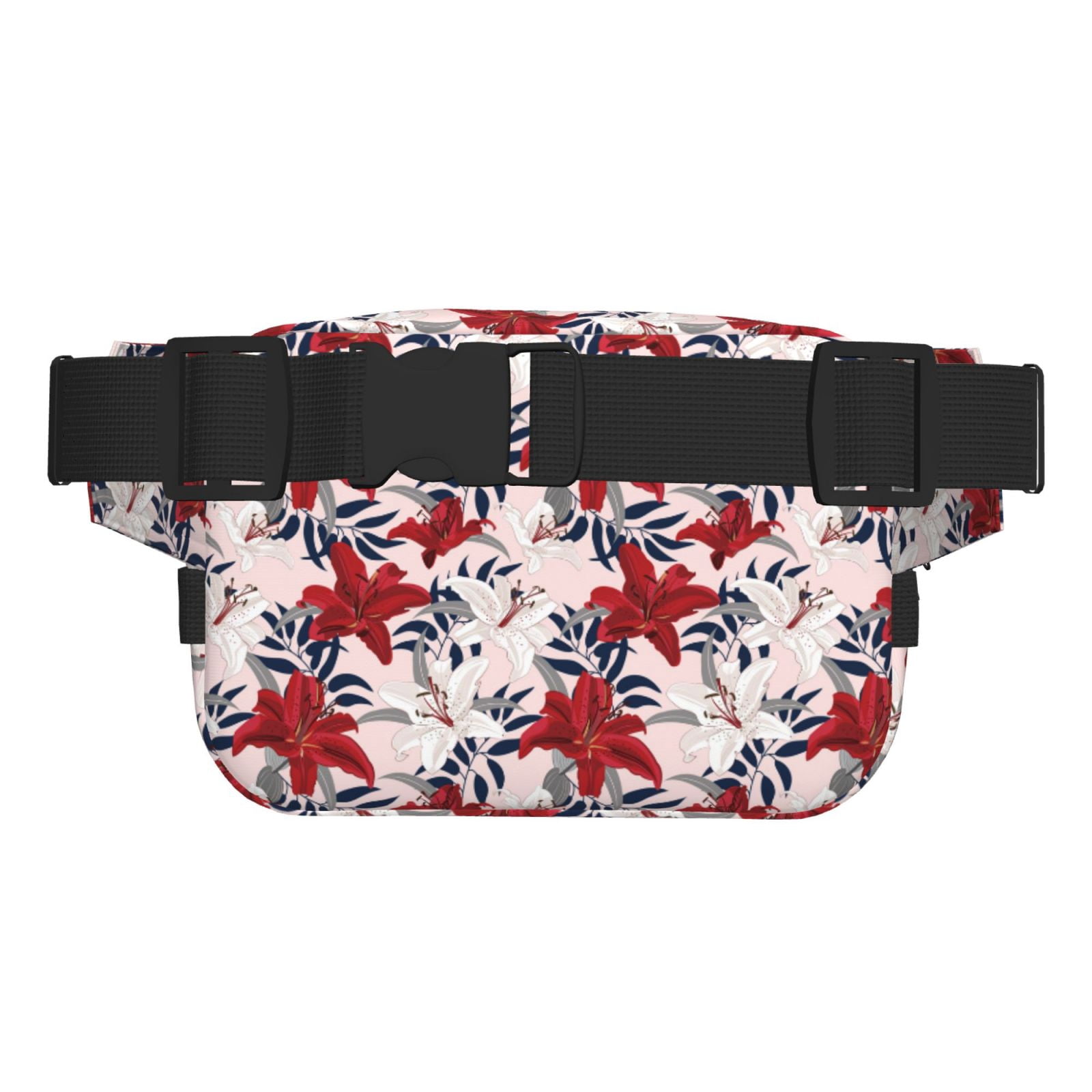 Picia Lilies Flowers Print Square Double-Layer Waist Bag Mini Adjustable Waist Belt Bag Exercise Running Travel Hiking