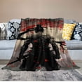 thumbnail image 2 of JEUXUS Warm Fuzzy Flannel Blanket, 70" x 80" Ink Painting Japanese Samurai Blanket Ultra Soft Fluffy Durable, Sherpa Blanket for Calming and Relax Bedding Blanket for Adults Kids, 2 of 6