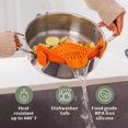 thumbnail image 4 of Snap N' Strain - Silicone Pasta Strainer Clip-On for Pots and Pans - Heat Resistant Colander for Vegetables and Noodles - Kitchen Gadgets for Cooking - Space-Saving Design - Gray, 4 of 12