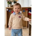 thumbnail image 4 of BemeyourBBs Toddler Baby Boy Patriotic Sweatshirt Shirts Infant Baby Boys 4th of July Outfit USA Flag in Tractor Embroidery Long Sleeve Lapel Half Zipper Pullover Sweater Shirt Tops, 4 of 9