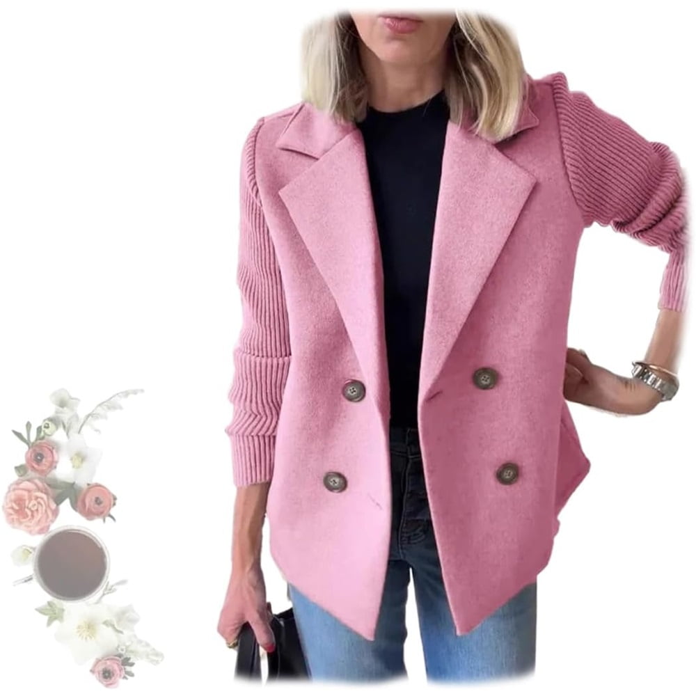 INSPIRE CHIC Blazer En Faux Suède Pour Femmes Col à Revers Veste De Costume à Double Boutonnage Marron M