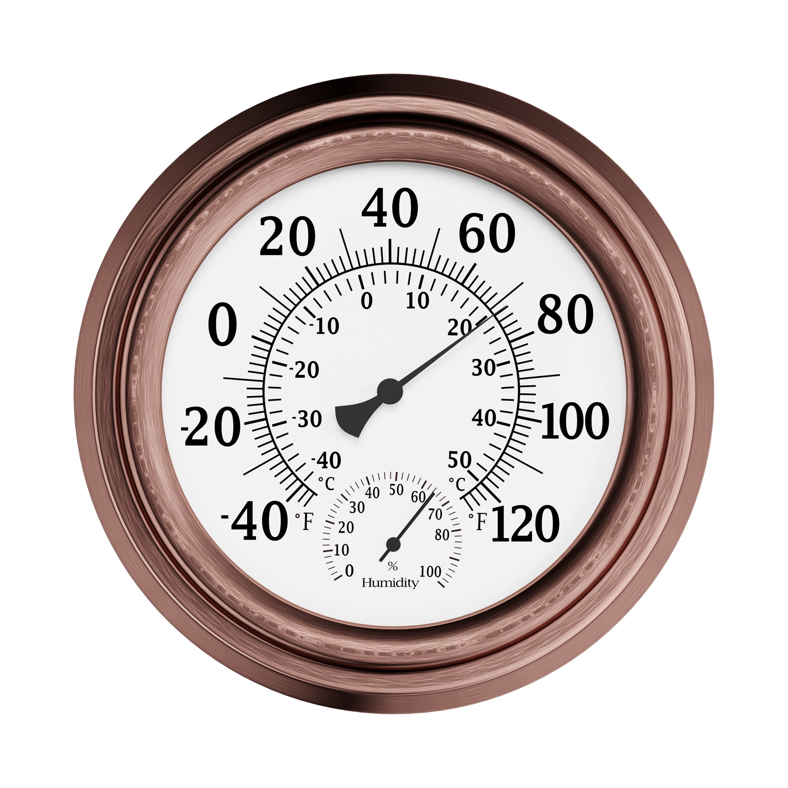 Pure Garden 8-Inch Indoor/Outdoor Wall Thermometer and Hygrometer (Copper)