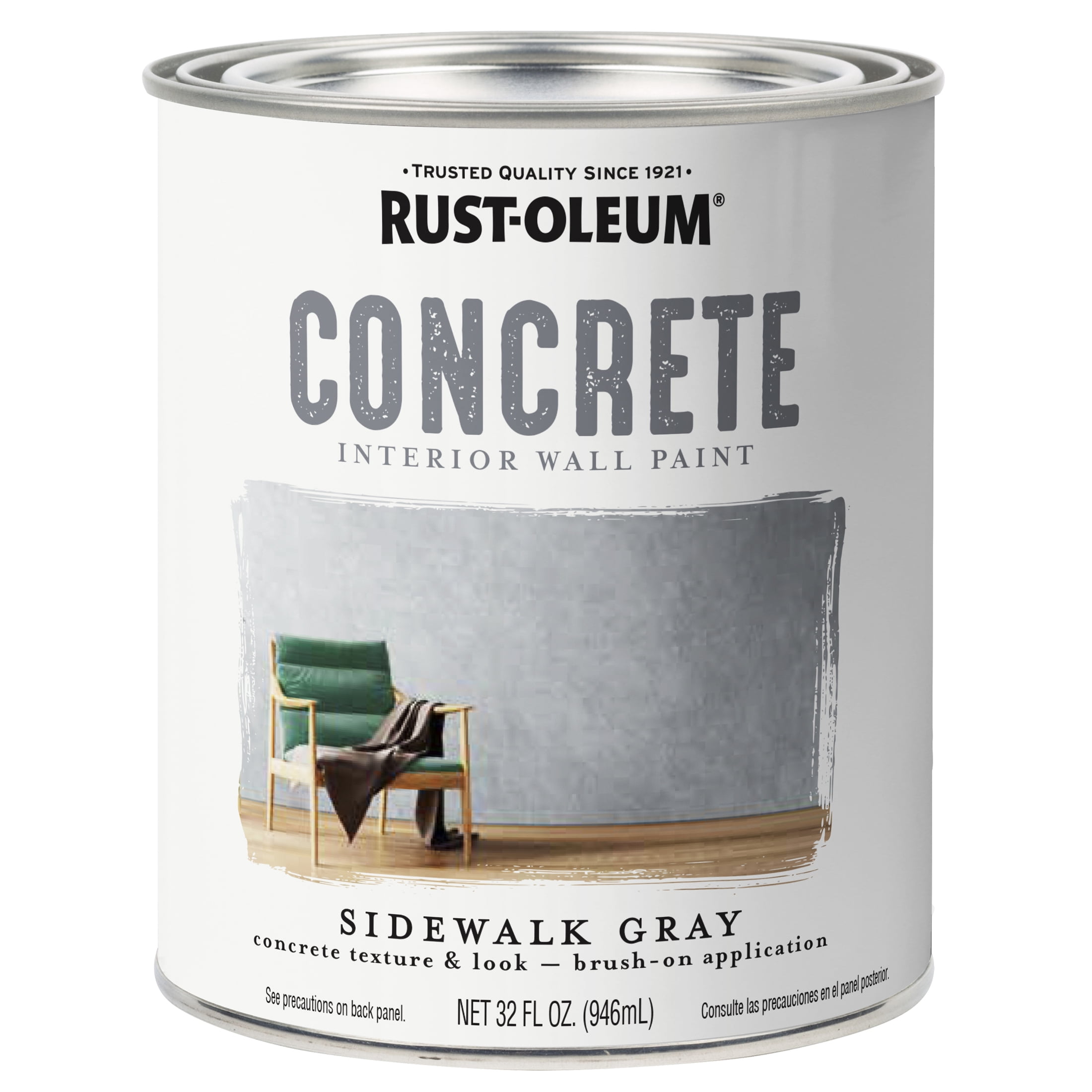 2 Pack, Sidewalk Gray, Rust-Oleum Concrete Interior Wall Paint- Quart