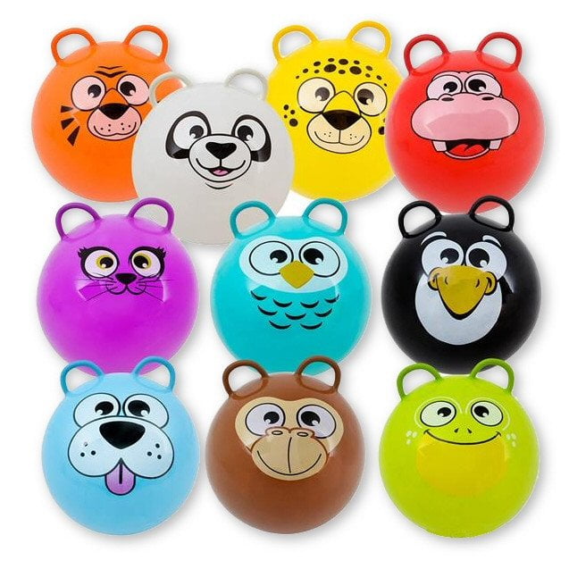 RIN Hippity Hop Exercise Hopper Jump Balls with Animal Face and Two Handles for Kids 