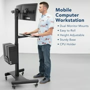 Mount-It! Mobile PC Workstation for Dual Monitors | Fits 13-32 Monitors | Adjustable