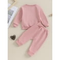 thumbnail image 4 of BemeyourBBs Baby Girl Daddy's Girl Outfits Fuzzy Letter Embroidery Long Sleeve Sweatshirt Pocket Pants Set Toddler Spring Fall Winter Clothes, 4 of 9