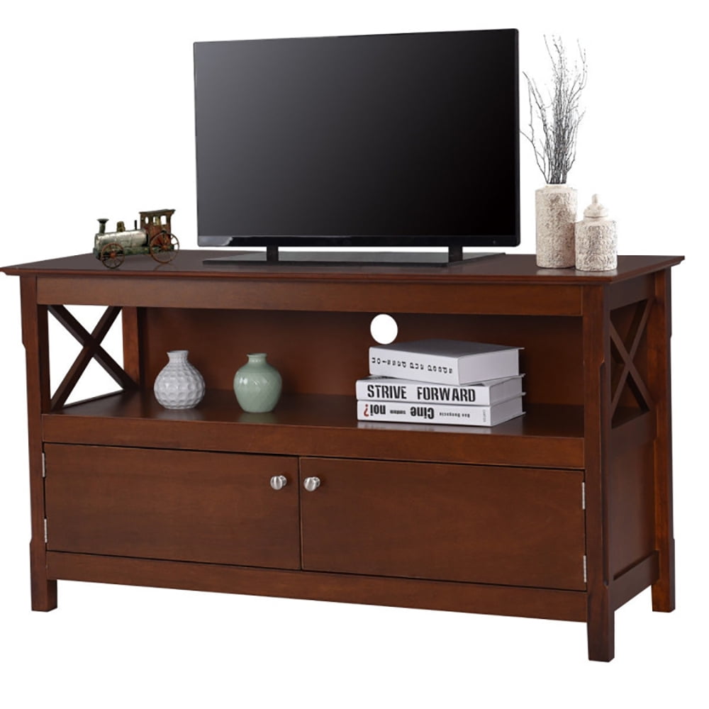 Finihen TV Stand, TV Cabinet, 44 Inch Wooden Storage Cabinet TV Stand, for Living Room, Bedroom, Brown